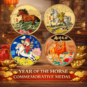 Gold Silver Year Of The Horse Commemorative Coin Horse Year Medal Horse Zodiac Coin Chinese Zodiac Collectible Embossed马年纪念章