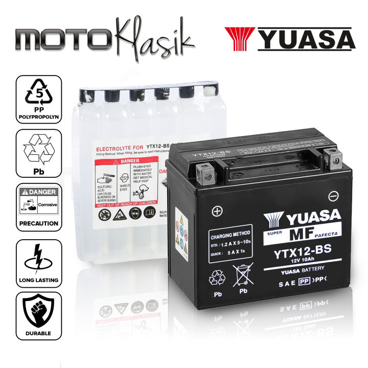 12v Battery Bike Battery YUASA YTX12-BS MOTORCYCLE BATTERY 12V