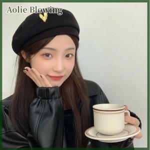 Aolie Cotton Women Berets Winter Hats Vintage French Plaid Top Cap Painter Hat Autumn Winter Street Octagonal Beret Caps