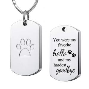Rustproof Pet Loss Memorial Engravable Paws Charm Ashes Holders Dog Cats Urn Necklace Locket for Keepsakes