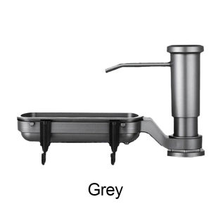 Kitchen Sink Soap Dispenser Large Flow with Pump Head Hand Press Dispenser Extension Tube Sponge Holder Rack and Hooks