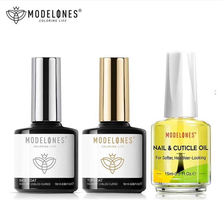 Modelones Matte High Gloss Shiny Gel Base and Top Coat Set with