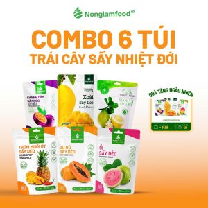 Combo 6 Loại Trái Cây Sấy Dẻo Giàu Chất Xơ NONGLAMFOOD Hàng Loại 1 Chuẩn Xuất Khẩu Trái Cây Sấy