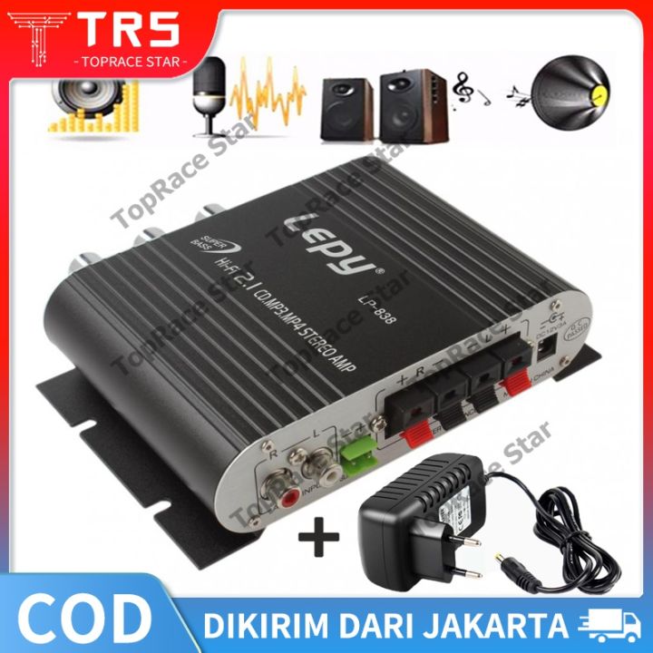 Lvpin LP-838 Amplificatore Stereo Hi-Fi 200W 12V - Mini Booster Con Radio E Ingresso MP3 Per Auto E Casa