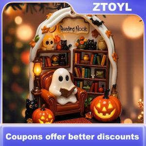 【ZTOYL】 Dễ Thương Đọc Ma Halloween Ma Đồ Trang Trí 2D Phẳng Acrylic Mặt Dây Chuyền Halloween Treo Trang Trí Nội Thất