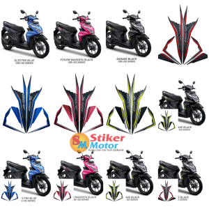 lis les sticker striping motor beat fi 2020 Iss full hitam-merah