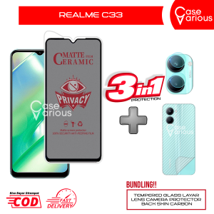 Tempered Glass Realme C33 Anti Gores Spy Matte Privacy Free Camera Lesn dan Skin Carbon
