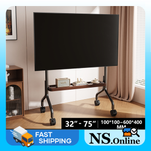 single layer TV floor stand living room bedroom stainless steel mobile storage rack Black-NS