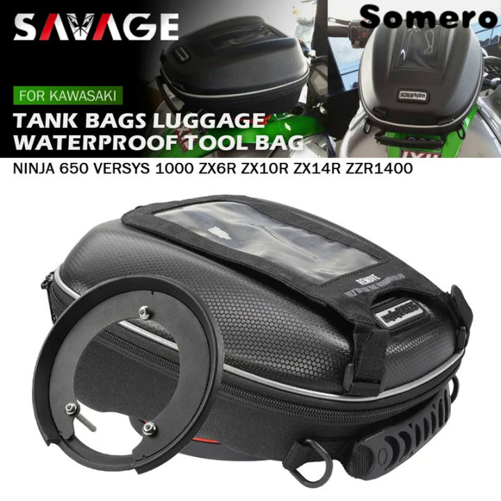Hot Tank Bag Luggage For KAWASAKI NINJA 650R 1000 Versys 650 ZX6R ZX10R ZX14R ZZR1400 Motorcycle Navigation Tanklock Bag Waterproof