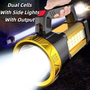 BLACKON Dimmable Camping Searchlight Anti-splash Water with Side Lights Handheld Spotlight Hurricane Energy Efficient Portable Mine Light Outdoor
