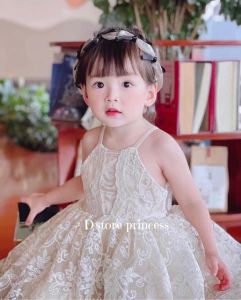 8kg - 20kg Váy bé gái váy zen 2 dây tiểu thư cực sành điệu và sang chảnh cho nàng công chúa nhỏ D028 - váy ren cổ yếm