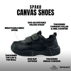 Spako Cushioned Collar Black School Shoes Size 28-42 Kasut Sekolah Hitam From Shoe Factory Malaysia