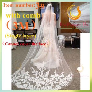 White Cathedral Length Lace Edge Bride Wedding Bridal Long Veil with Comb