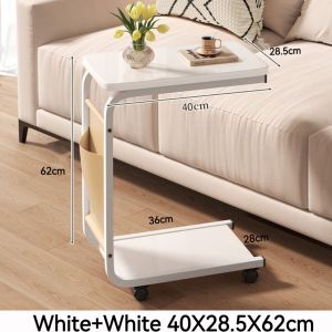 Side table C-shaped Tea Coffee Table with wheels Movable Small Table Bedside Table Computer Desk