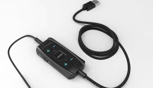 อะแดปเตอร์แปลงการได้ยิน USB พร้อมเสียงรอบทิศทาง7.1สำหรับชุดหูฟังเกมส์ PC ในสายสัญญาณเสียงและการควบคุมแบบเงียบ