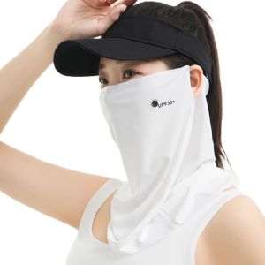 THANKSKY khẩu trang kín mặt khau trang vải nữ khẩu trang chống uv Chữ cái Mặt nạ lụa lạnh mùa hè Thoáng khí Chống nắng Khăn che mặt chống nắng Thoáng khí Mặt nạ lái xe Che mặt cổ áo Đi bộ đường dài