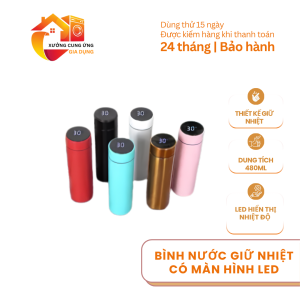 Bình nước có màn hình LED hiển thị nhiệt độ 480ml giữ nhiệt tiện dụng