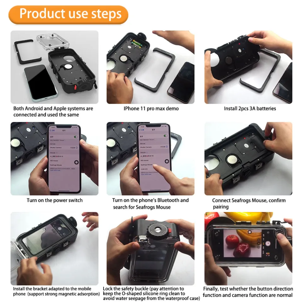 Underwater Scuba Housing Waterproof Diving Case for iPhone 14 12