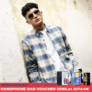 Kemeja Flannel Cotton OXCON khakis Light Blue Jeans