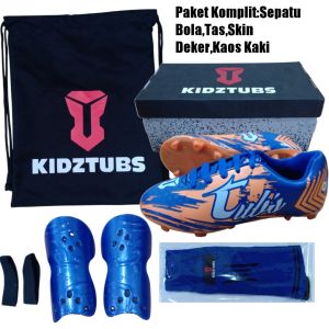 KIDZTUBS Sepatu Bola Anak Paket Komplit Sepatu Bola Tas Skin Deker Kaos Kaki Usia 6-10 Tahun Size 28 29 30 31 32 33 34 35 36 37 KDZ1401212224