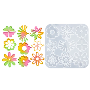 Flower Pendant Silicone Molds with Hole Resin Mould for Keychains Earring Making Silicone Mould for Epoxy Resin