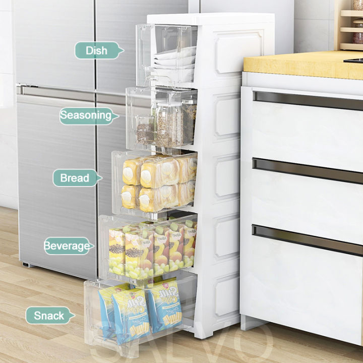Small Transparent Kitchen Rack SALVO 3/4/5/6/7 Layer Transparent Moving Cabinet Rack Kitchen Storage ...