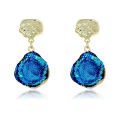 Kemstone Peacock Blue Anti-True Crystal Stone Drop Earrings for Women Fashion Jewelry. 