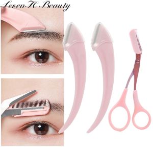 1/2/3Pcs Eyebrow Trimming Knife Eyebrow Face Razor For Women Eyebrow Scissors With Comb Brow Trimmer Scraper