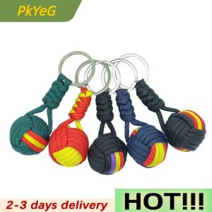 PkYeG  Parachute Woven Rope Ball Keychain Lanyard Key Ring Monkey Fist Key Chains Outdoors Survival Tool Jewelry