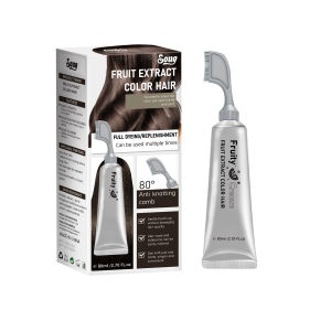 Fruit Extract Hair Dye Non Stimulating No Dioxygen Plant Extract Hair Dye Cream Covering Gray Hair With Comb