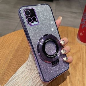 Soft Case Vivo Y19s Y21 Y21a Y21t Y21s Y33s Y33t Y33a IQOO Z9 Z9x Glitter Ring Magnetic Holder Wireles