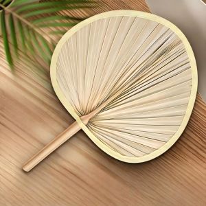 Hand Woven Palm Leaf Fan Portable Practical for Summer Wedding Party Home Decoration