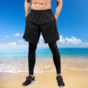 🇲🇾READY STOCK KL Long Bottoms Men (Fake 2 Pcs) Long Pant Legging Swimwear Beach Pants Swimming Swimsuit Berenang Seluar Lelaki