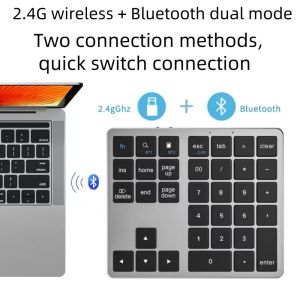 2.4G wireless USb+ Bluetooth แป้นพิมพ์ตัวเลขดิจิตอลไร้สาย 35 ปุ่ม นา พกพา าหรับคอมพิวเตอร์แล็ปท็อปท่องเที่ยว (รุ่นใหม่ตัวไหญ่)