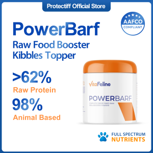 VitaFeline PowerBarf Raw Meal Booster powder kibble topper protein for cat appetite booster weight fat