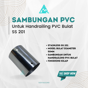 SAMBUNGAN HANDRAIL PVC BULAT / SAMBUNGAN PEGANGAN RAILING LURUS PVC Sambungan handrailing pvc bulat / Konektor pegangan handle pvc bulat