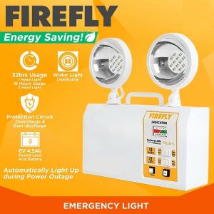 【Free shippingCOD-FIREFLY Emergency light twinhead rechargeable emergency lamp LED lights FEL201LLED Emergency Light