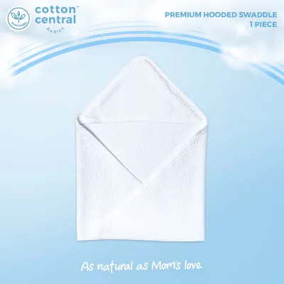 Cotton Central™ Premium Receiving Blanket With Hood Swaddle Newborn Infant Baby 100% USA Cotton Boy Girl Stuff And Clothes