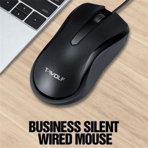 OPBWQH Ultra thin Wired Mouse 3 Buttons 1000DPI Silent Click Mice Computer Accessories Ergonomic USB Optical Mouse Home Office