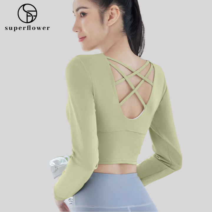 SUPERFLOWER Áo Dài Tay Cho Nữ Với Miếng Đệm Ngực Cố Định Áo Thoáng Khí ...