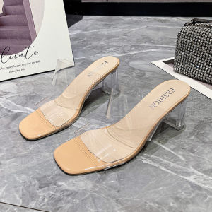 [Free Shipping] WomenS High-Heeled Sandals Fashionable Korean Style New Summer Collection Crystal Heel Flip-Flops Trendy