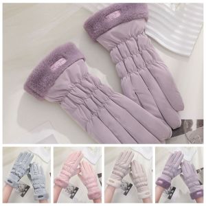JPTD Cute Bear Women Winter Gloves Touchable Screen Thickened Full Finger Gloves Warm Waterproof Skiing Gloves Outdoor