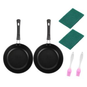 2PCS Small Induction Eggs Pans 12cm Nonstick Coating Includes Cooking Brushes Stainless Steel Breakfast Frying Pan