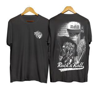 Distro T-Shirt  Rock and roll Skull T-shirt KAOS BAJU 100% cotton   COD EVIL RESPECT trendi Distro Depan Belakang