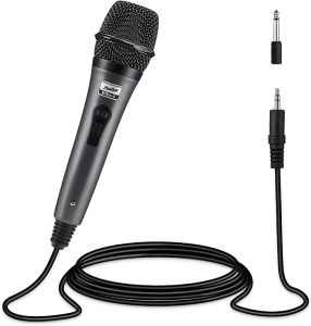 Moukey Karaoke Microphone Dynamic Microphone with 13 ft Cable Metal Handheld Cardioid Wired Microphone XLR Microphone for Singing/Stage Compatible w/Karaoke Machine/PA System/Amp/Mixer Grey