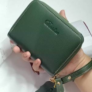 กระเป๋าสตางค์หนังแท้แฟชั่นเกาหลี 2พับ ซิปรอบ สไตล์คลาสสิก ขนาด 4*5นิ้ว ดีไซน์ทันสมัย