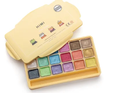 MIYA Himi Metallic Gouache Paint Set 18 Colors X 30Ml Unique Jelly Cup Design Portable Case