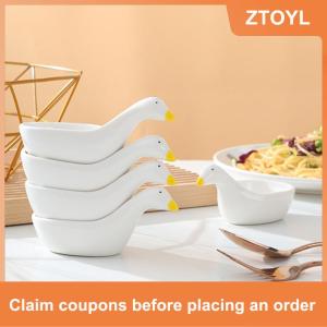 【ZTOYL】 Châu Âu gốm bộ đồ ăn trắng muỗng Bát trứng cá muối Snack tấm trái cây Platter nhà hàng nhà bếp gốm bộ đồ ăn Bát tấm