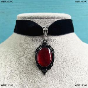[COD] WEICHENG Gothic Vampire Cameo Pendant Choker Velvet Necklace For Women Fashion Witchcraft Jewelry Choker Gifts