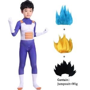 Kids Blue Vegeta-boy Cosplay Costume Goku Costume Suit Superhero Jumpsuit Finery Dress Up